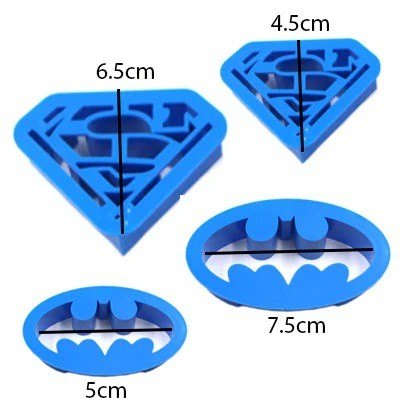 4-Piece Batman and Superman Superhero Cookie Cutter Set - Plastic
