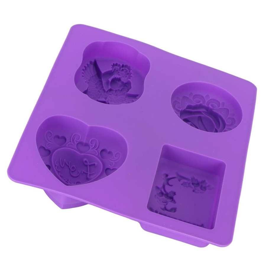 4 Shapes Soap Mold Silicone With Design Embossed Design 01