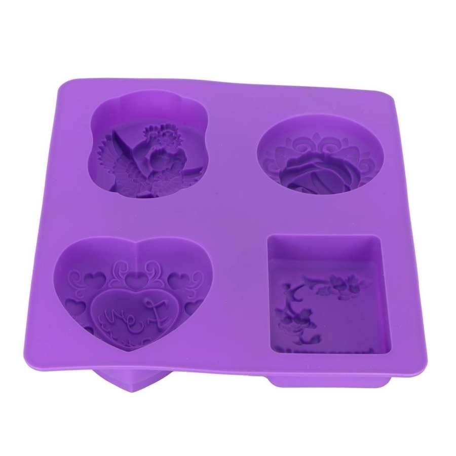 4 Shapes Soap Mold Silicone With Design Embossed Design 01