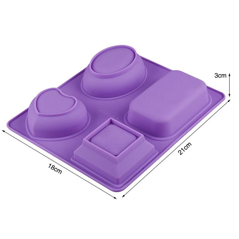 4 Shapes Soap Mold Silicone With Design Embossed Design 02