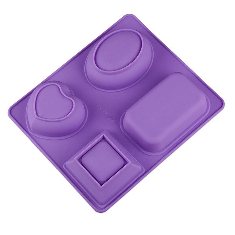 4 Shapes Soap Mold Silicone With Design Embossed Design 02