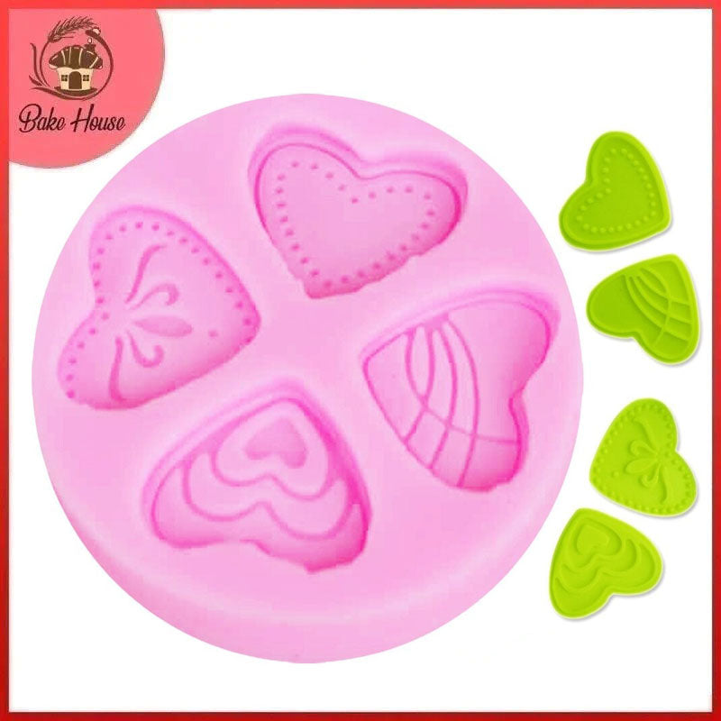 4 Styles Heart Silicone Fondant Mold