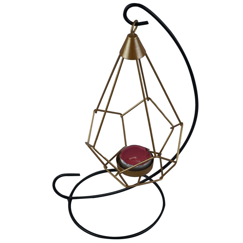 Iron Moon Shape Stand With Hanging Drop Tealight Candle Holder Centrepiece Decor