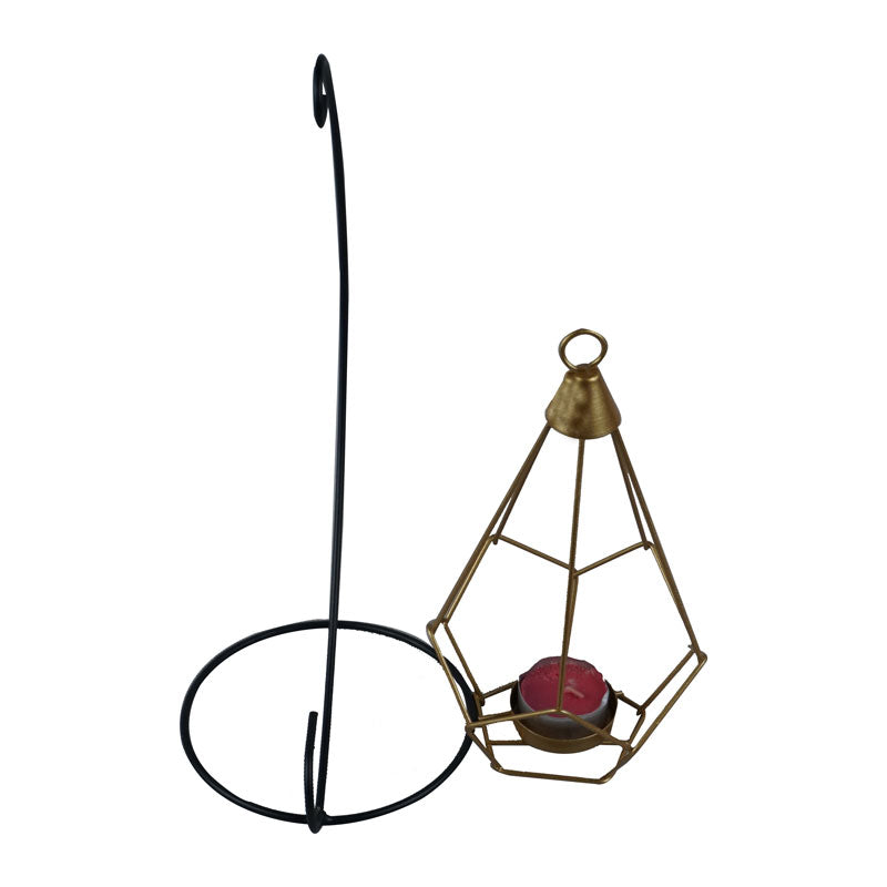Iron Moon Shape Stand With Hanging Drop Tealight Candle Holder Centrepiece Decor