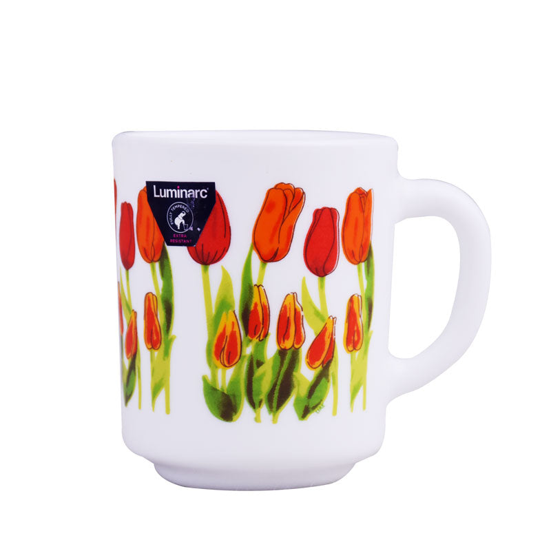 Luminarc Tulip Flower Design Tea, Milk And Coffee Drinking Cups 6 Pcs Set