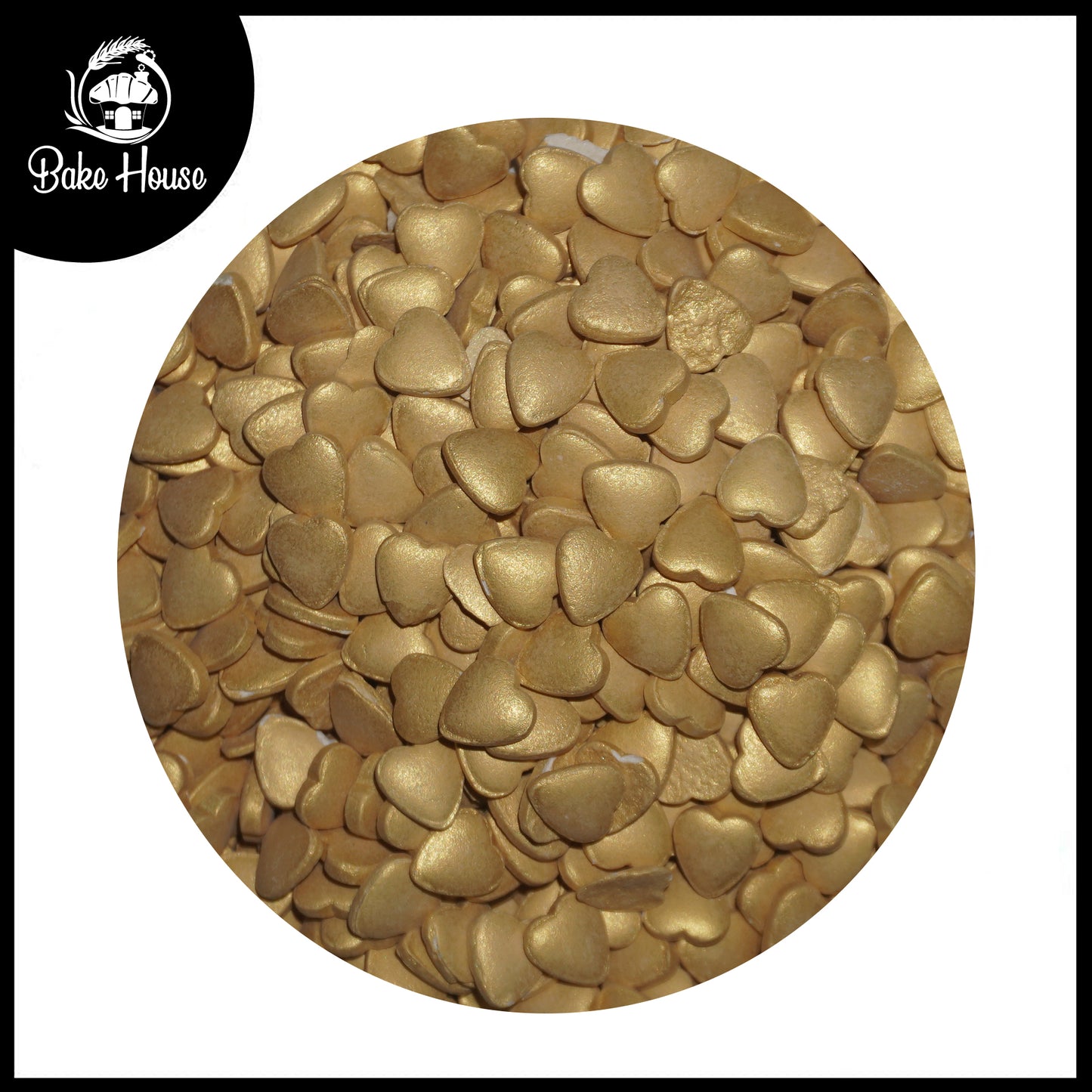 Bake House Metallic Gold Heart Edible Sprinkles