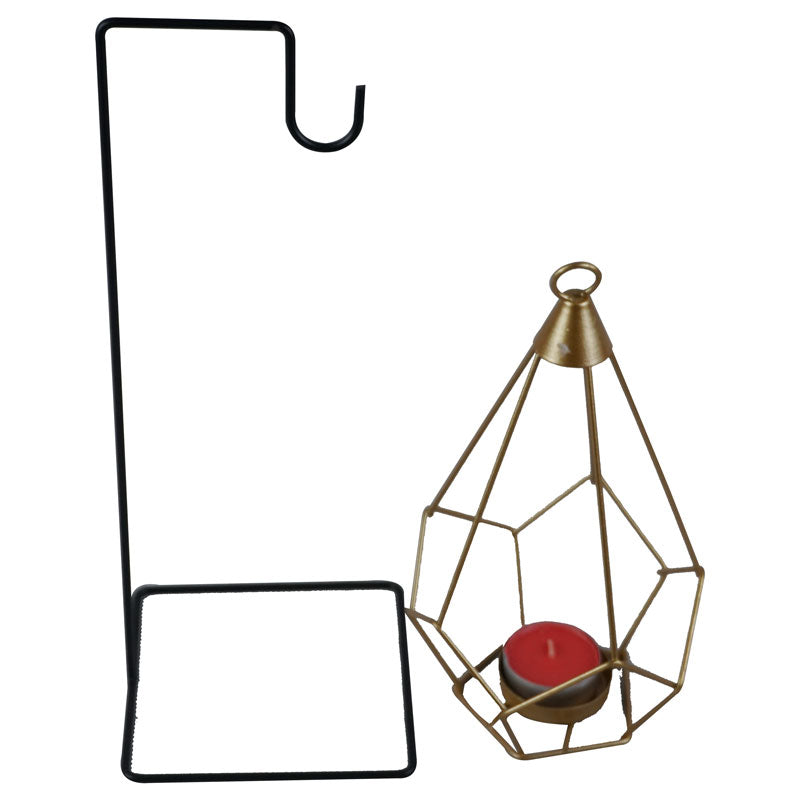 Iron Stick Shape Stand With Hanging Drop Tealight Candle Holder Centrepiece Decor