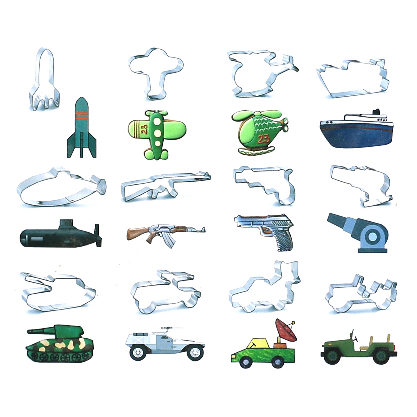 Military Equipment Multi design Cookie & Fondant Cutter 12Pcs Set