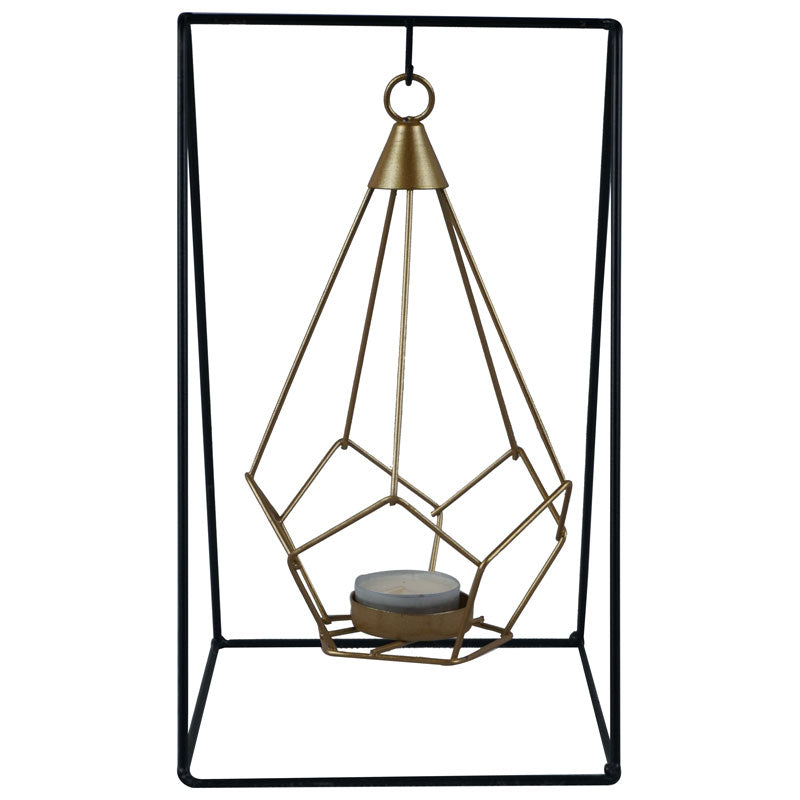 Iron Swing Shape Stand With Hanging Drop Tealight Candle Holder Centrepiece Decor