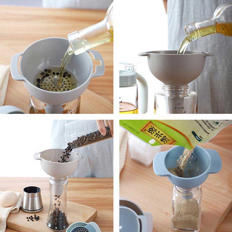 4Pcs Funnel Set With Strainer Plastic