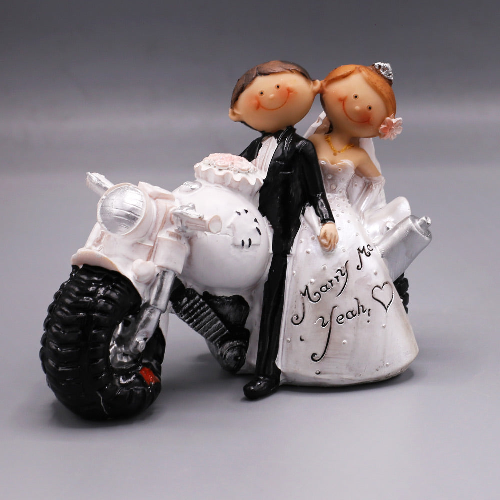 Just Married Bride And Groom On Bike Cake Topper