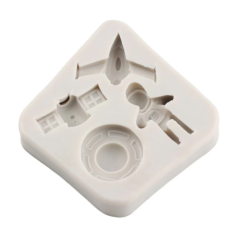 Space Theme Silicone Fondant Mold 4 Cavity