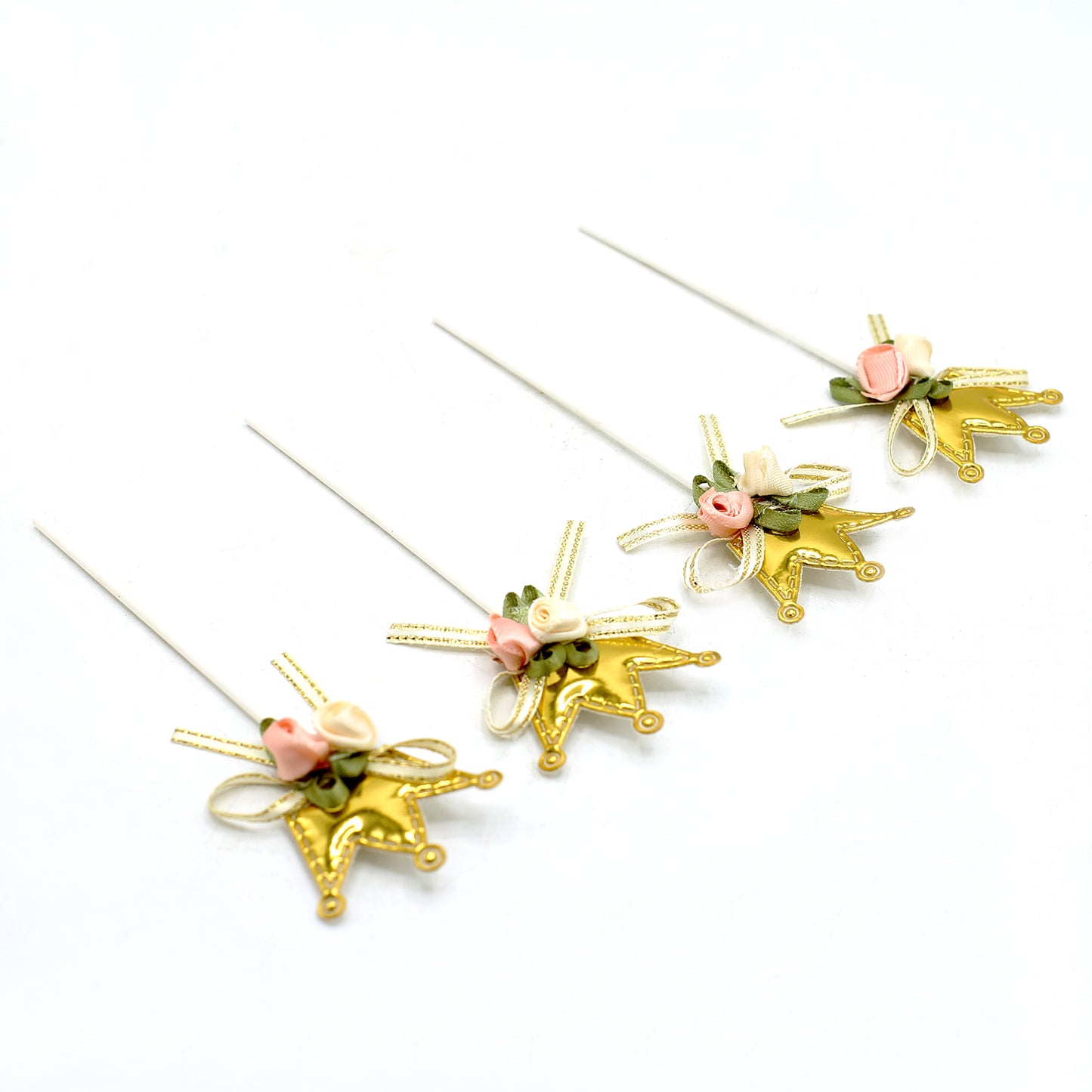 Crown Cake Toppers Golden 4Pcs Set