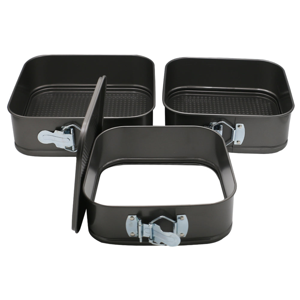 Square Springform Non-Stick Removeable Pan 3Pcs Set