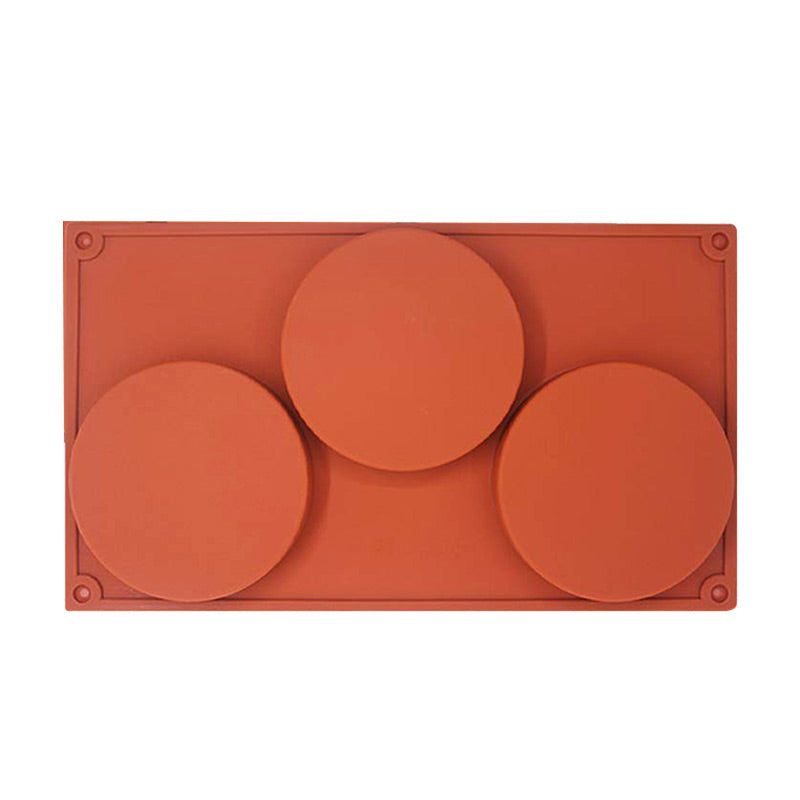 Disc Coaster Shape Silicone Chocolate Dessert Mold 3 Cavity