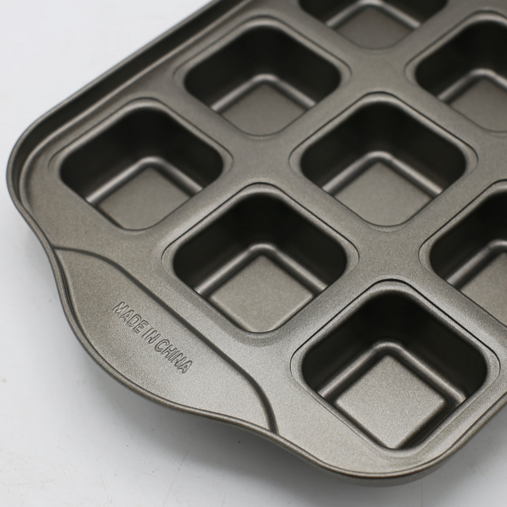 Square Shape Mini Cheese Cake Pan 12 Cavity Non Stick