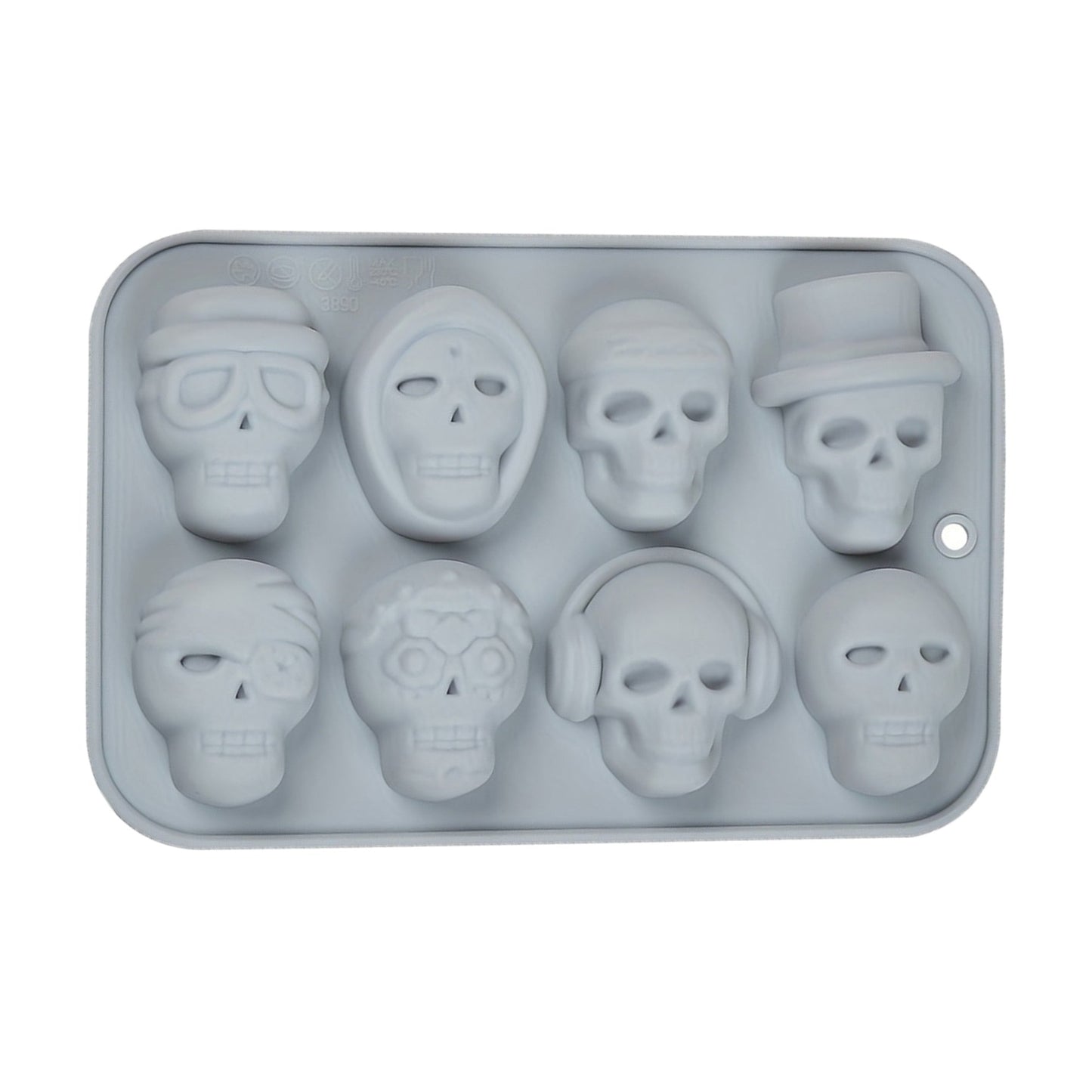 Skull Halloween Silicone Chocolate And Fondant Mold 8 Cavity