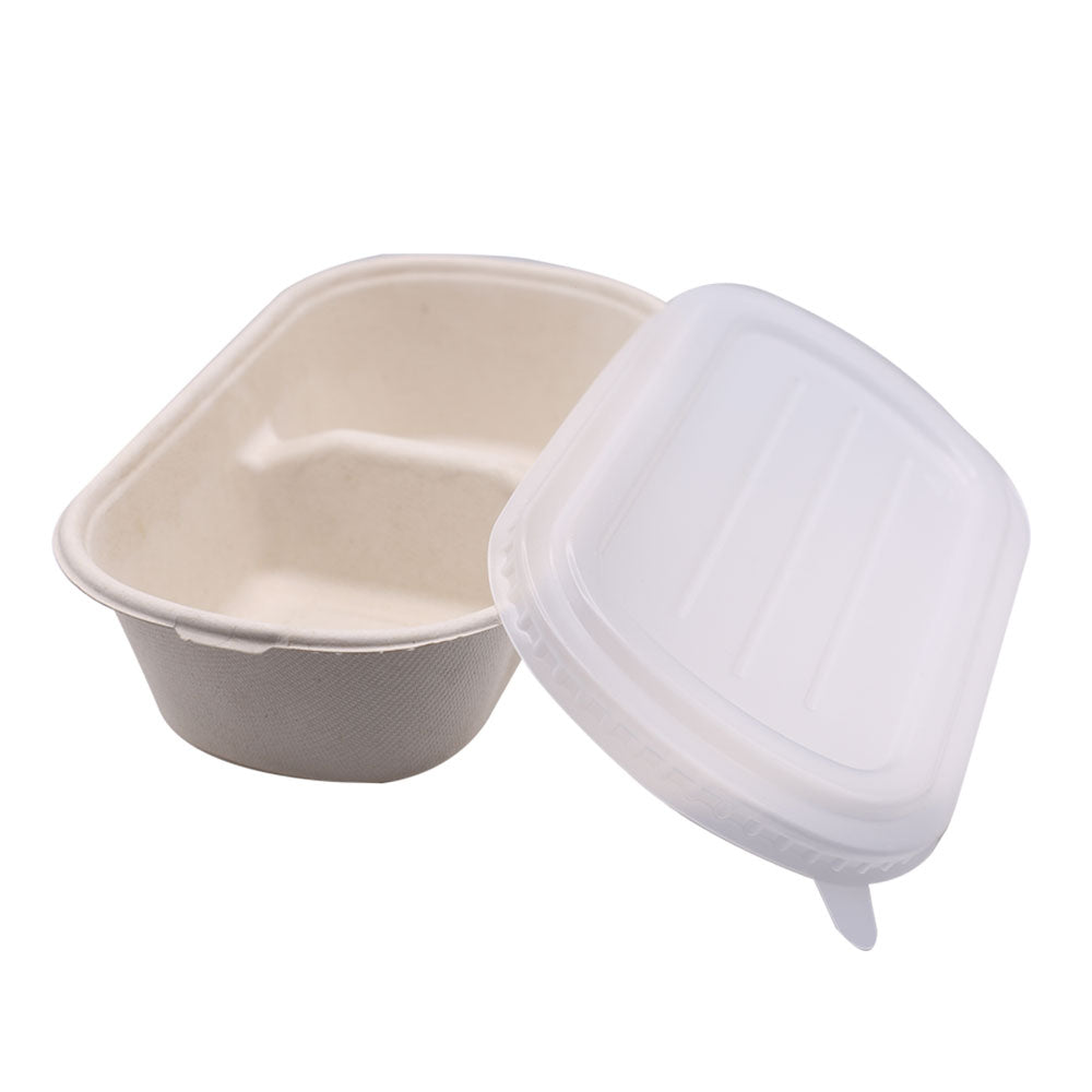 Sugarcane Bagasse Oval Lunch Box 2 Compartments