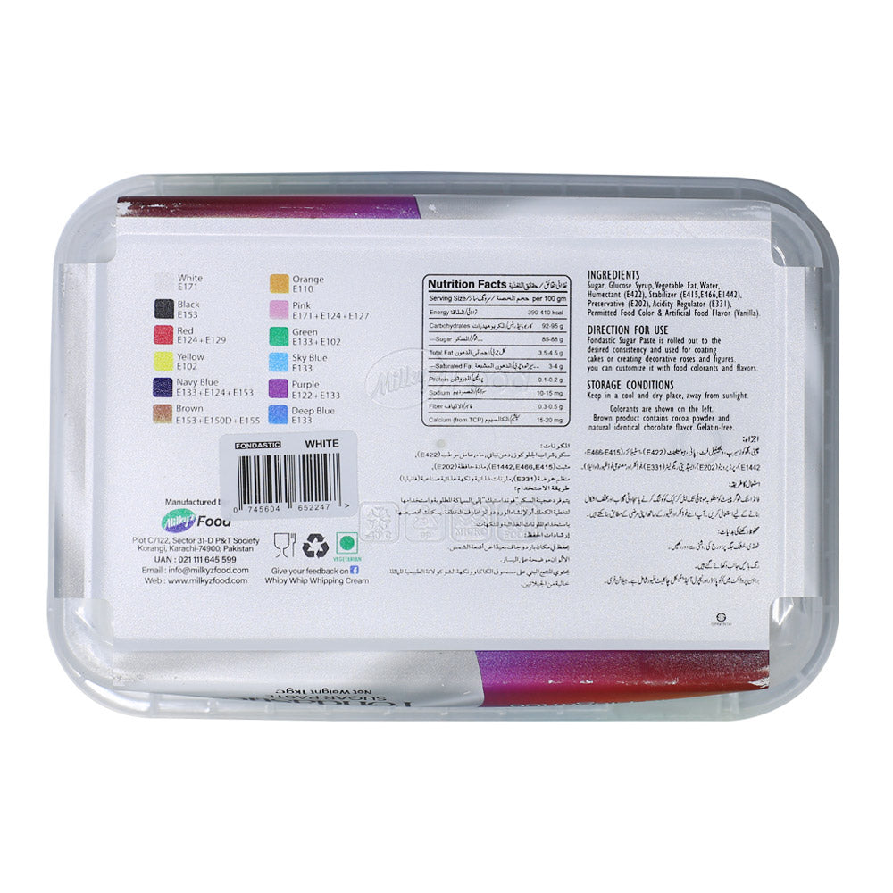Milkyz Food Fondastic White Fondant Sugar Paste 1Kg