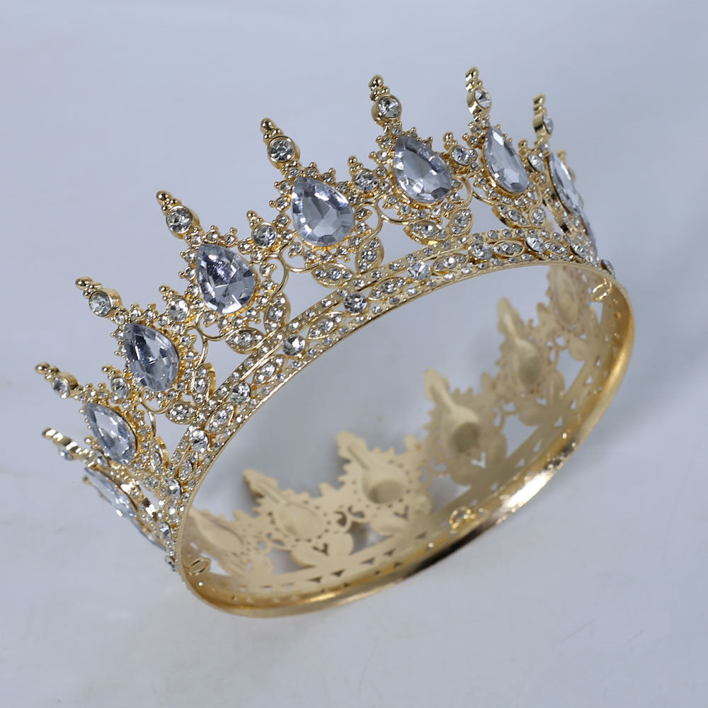 Tiara Crown Decorated With Rhinestones Cake Topper Golden