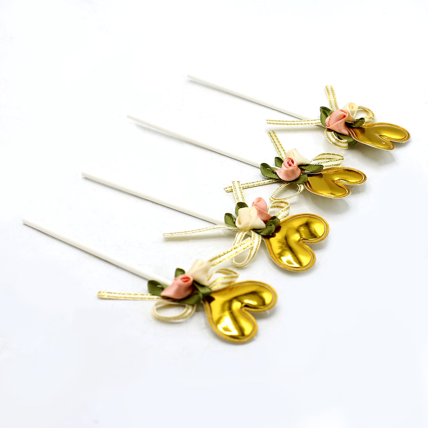 Heart Cake Toppers Golden 4Pcs Set