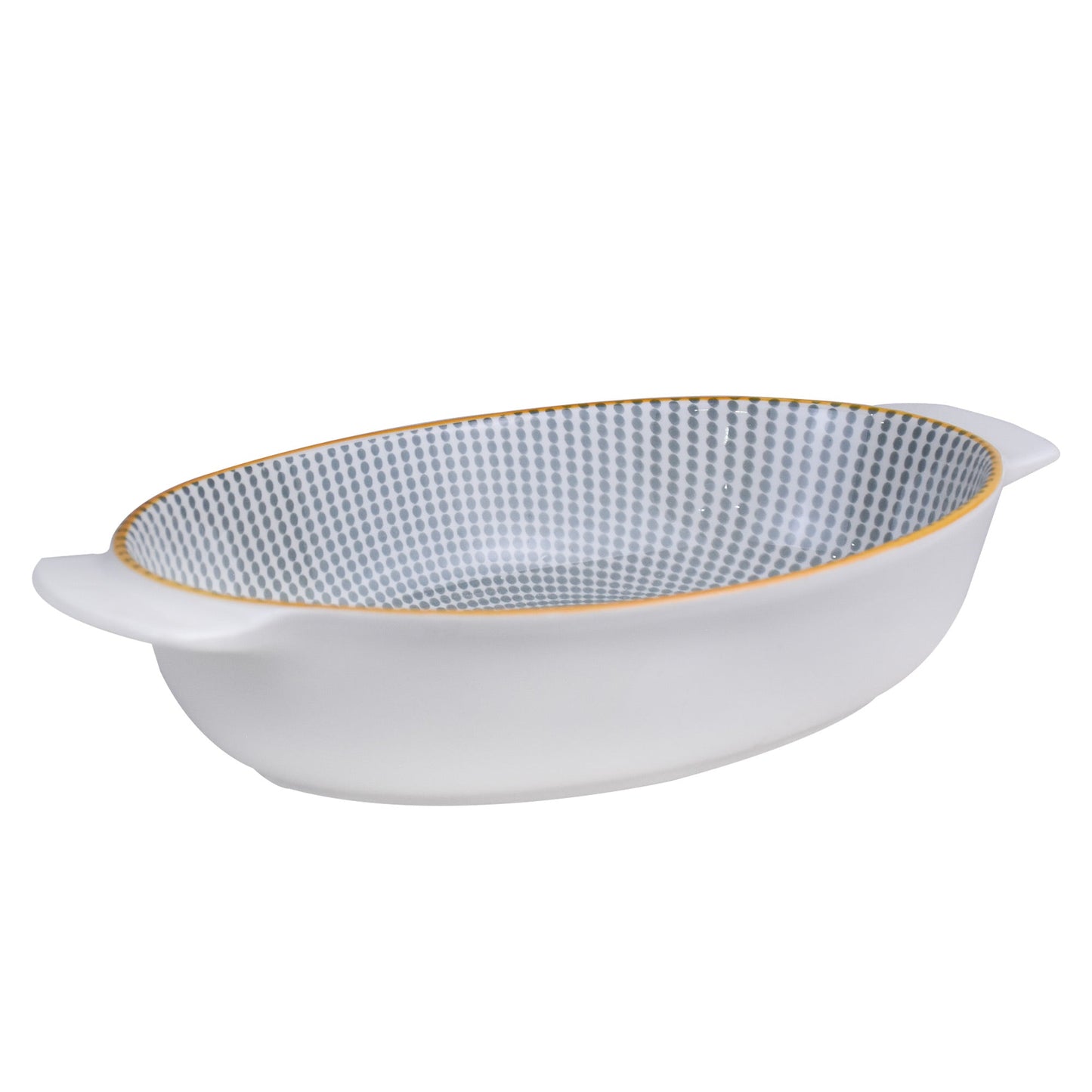 Danny Home Porcelain Grey Dotline Oval Dish Small