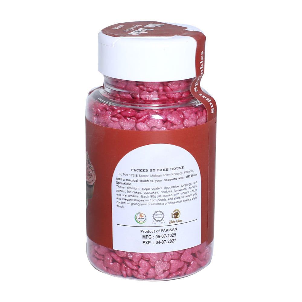 MR Bake Pink Hearts Sprinkles – 90g Jar