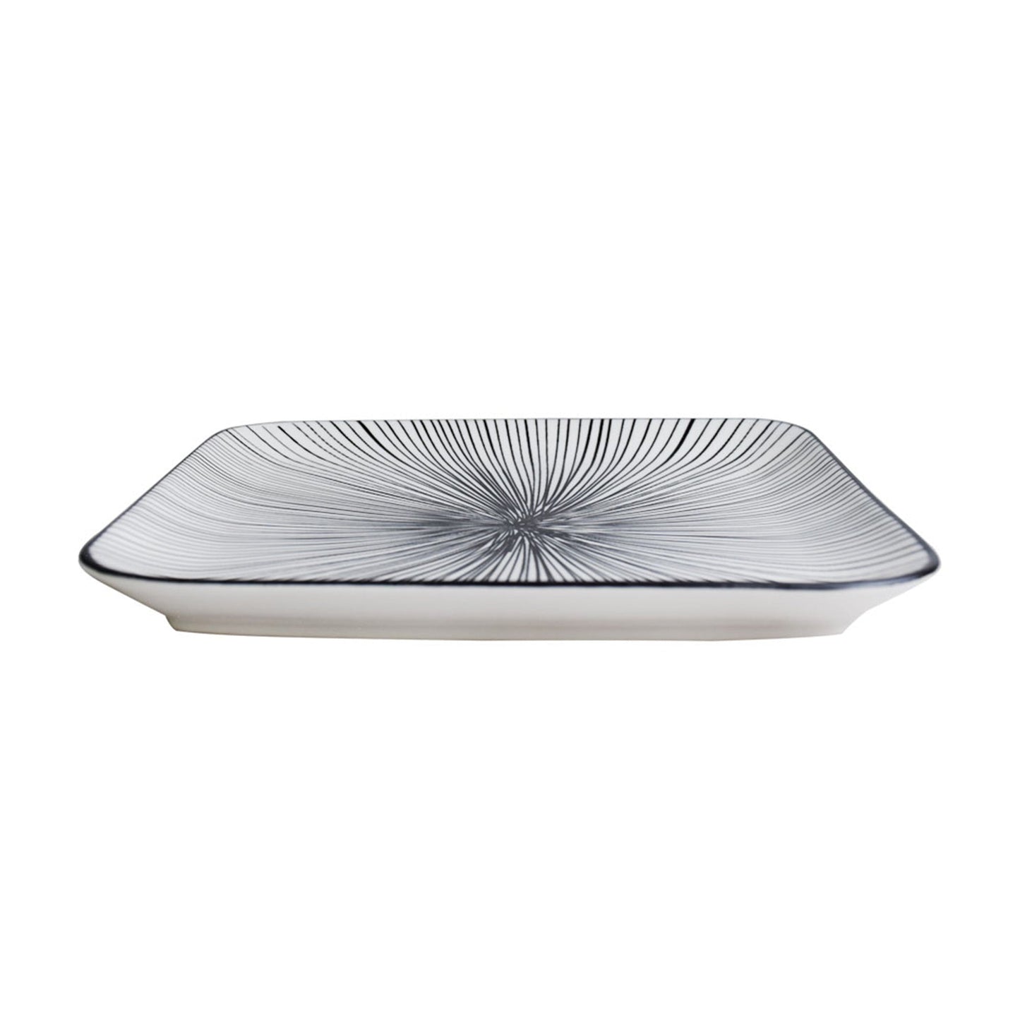 Danny Home Porcelain Black lining Square Flat Plate Small