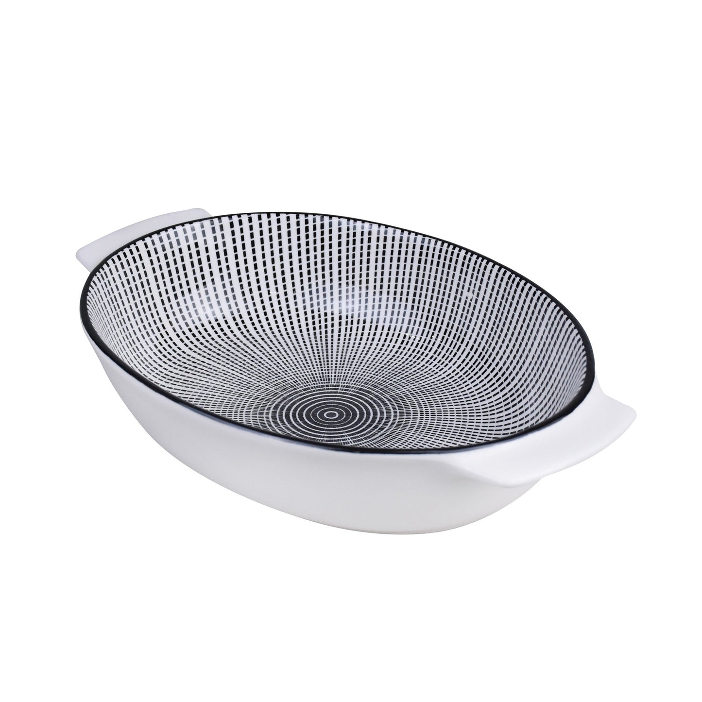 Danny Home Porcelain Black Dotline Oval Dish Medium