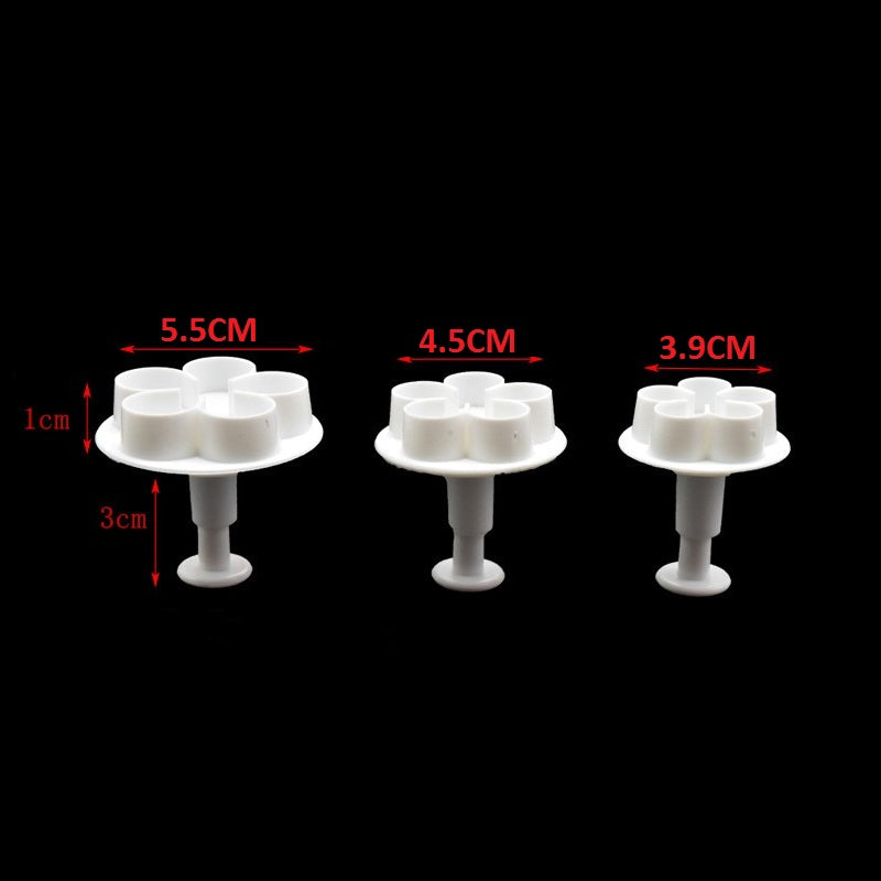 5 Petal Flower Plunger Cutter 3Pcs Set
