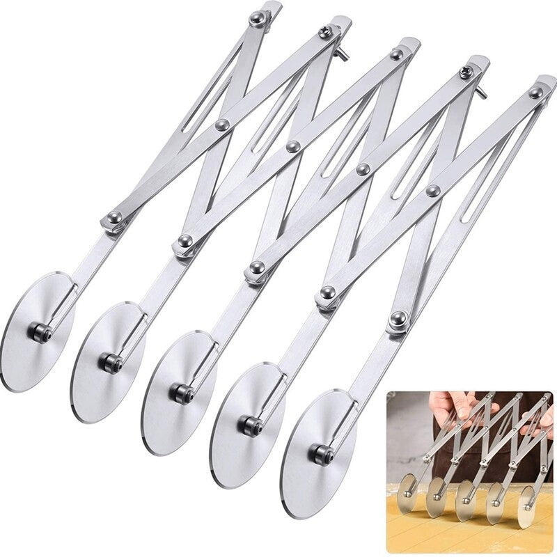 5 Wheel Expendable Dough Cutter Stainless Steel