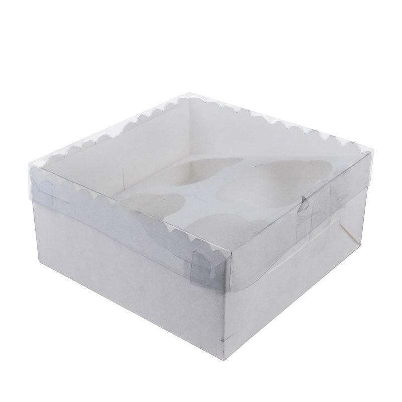 4 Cavity Cupcake Box 6.3 X 6.3 X 3 Inch with Clear Lid