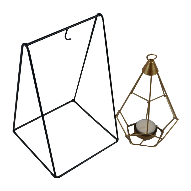 Iron Swing Shape Stand With Hanging Drop Tealight Candle Holder Centrepiece Decor