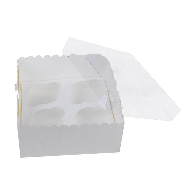 4 Cavity Cupcake Box 6.3 X 6.3 X 3 Inch with Clear Lid