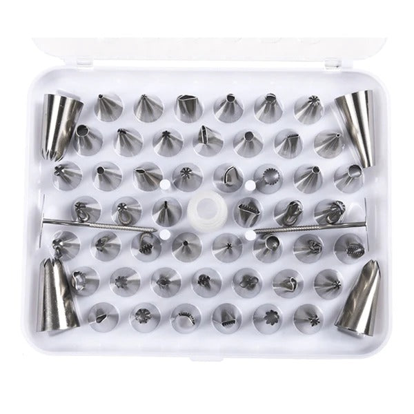 55Pcs Icing Nozzle Set Stainless Steel With 2 Flower Nails & Coupler