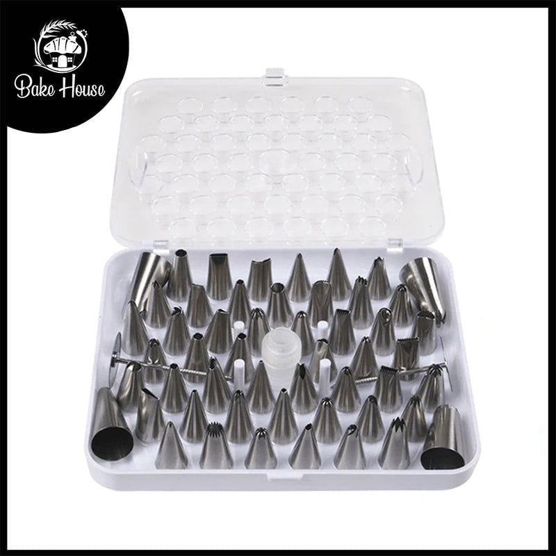 55Pcs Icing Nozzle Set Stainless Steel With 2 Flower Nails & Coupler