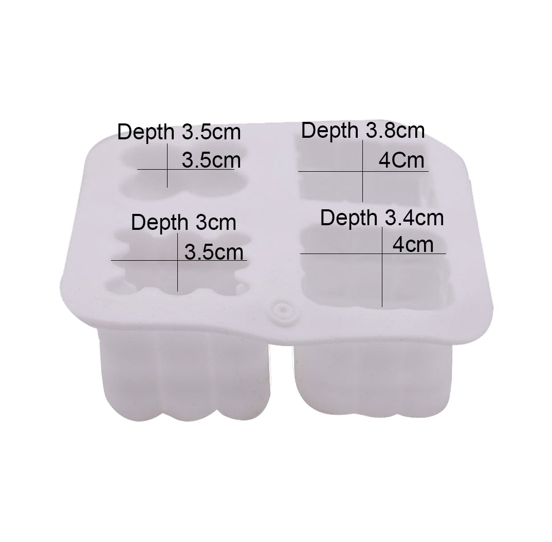 4 Different Design Silicone Mousse And Candle Mold 4 Cavity