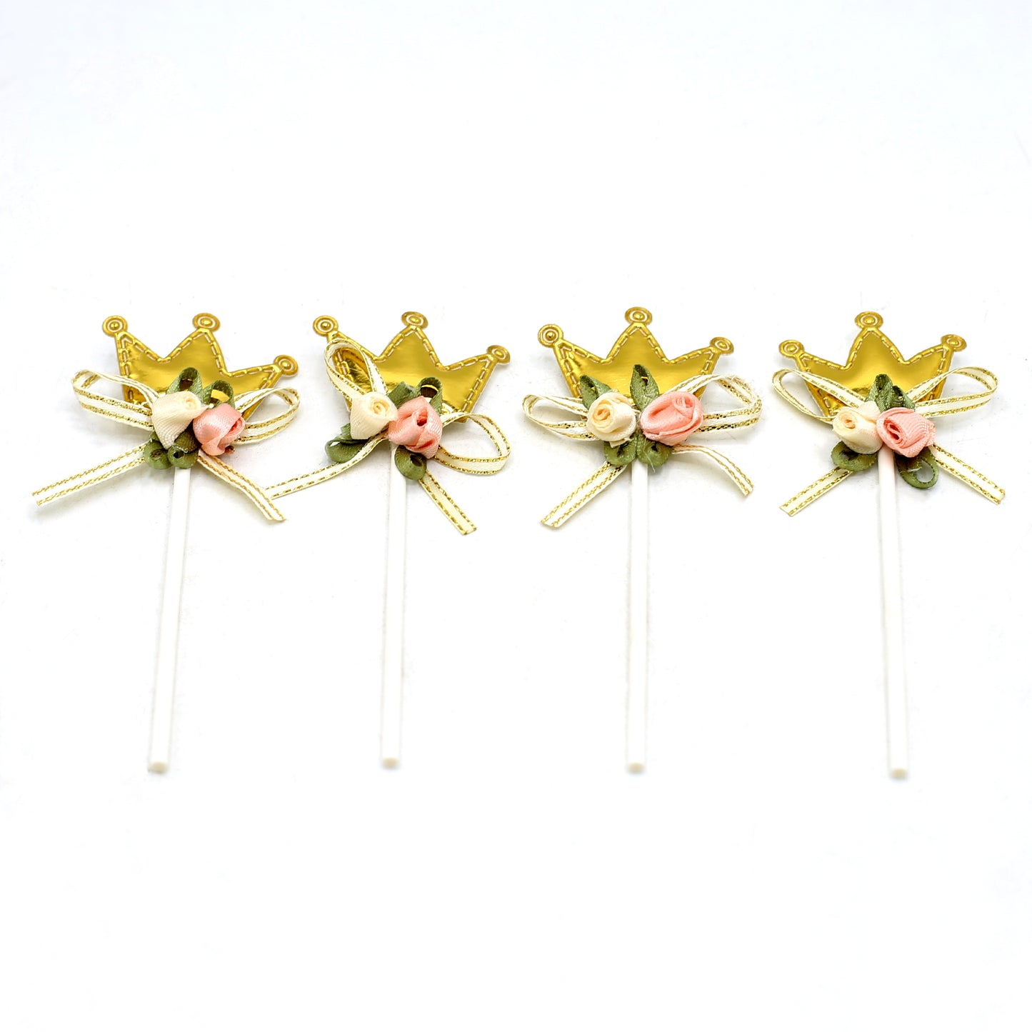Crown Cake Toppers Golden 4Pcs Set