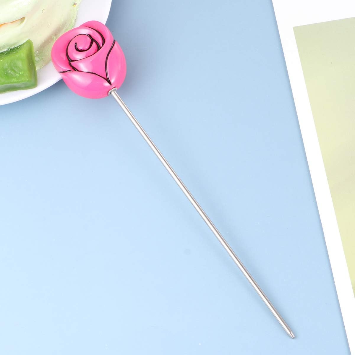 Rose Cake Tester Stainless Steel With Plastic Handle