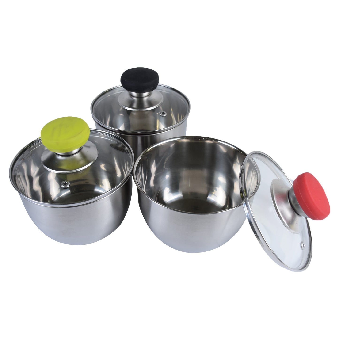 Stainless Steel Pot With Glass Lid 3Pcs Set