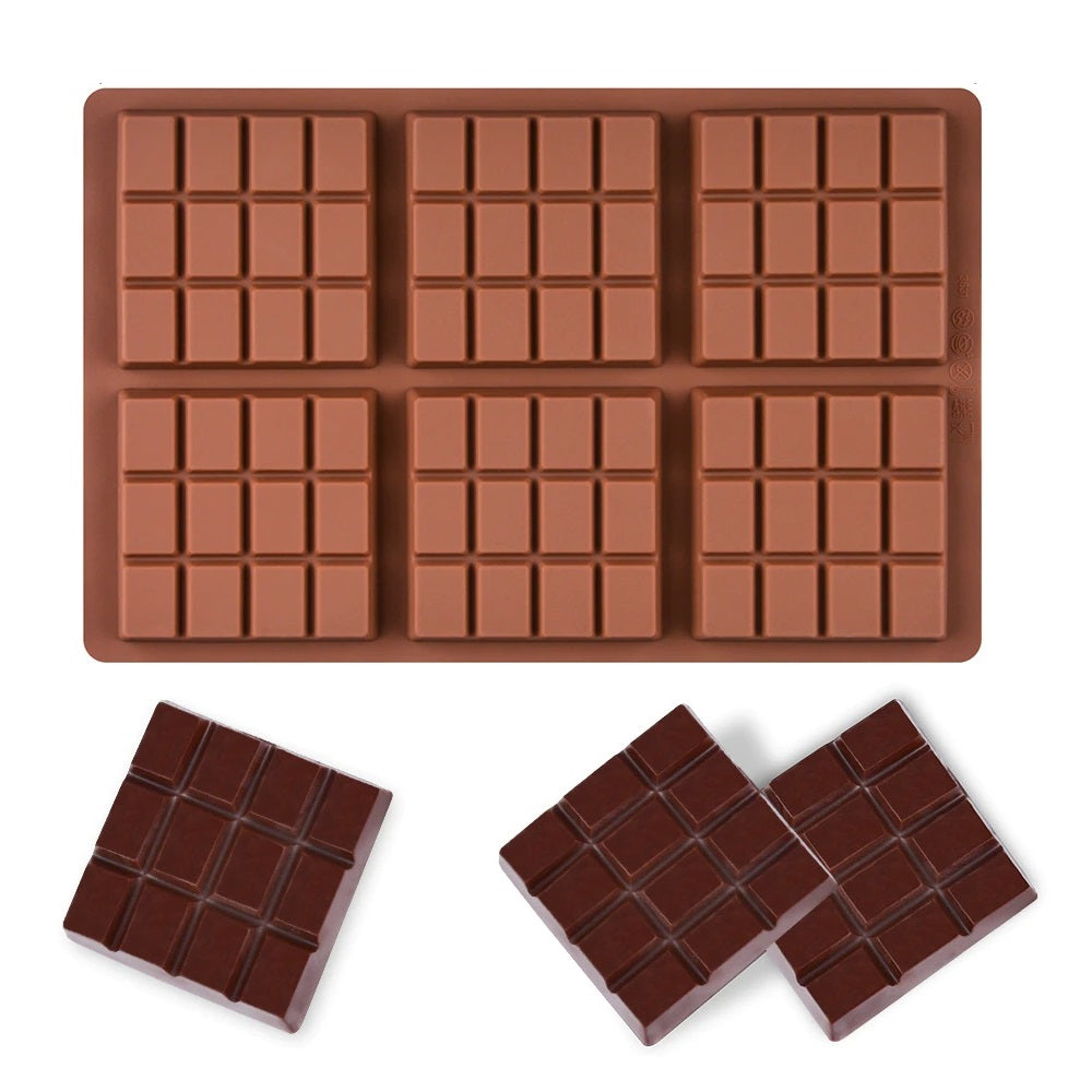 6 Cavity Grid Shape Silicone Chocolate Block Mold