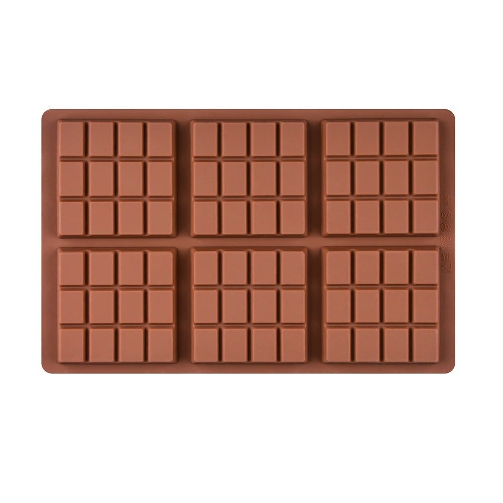 6 Cavity Grid Shape Silicone Chocolate Block Mold