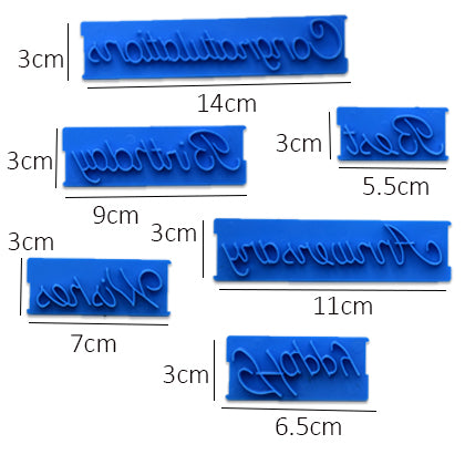 6-Piece Best Wishes Fondant Embosser Set - Plastic