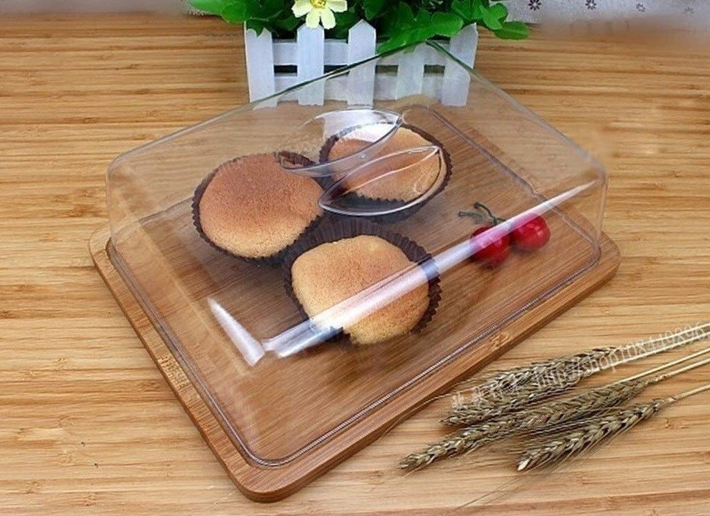 Rectangle Plastic Cake Cover With Wooden Base