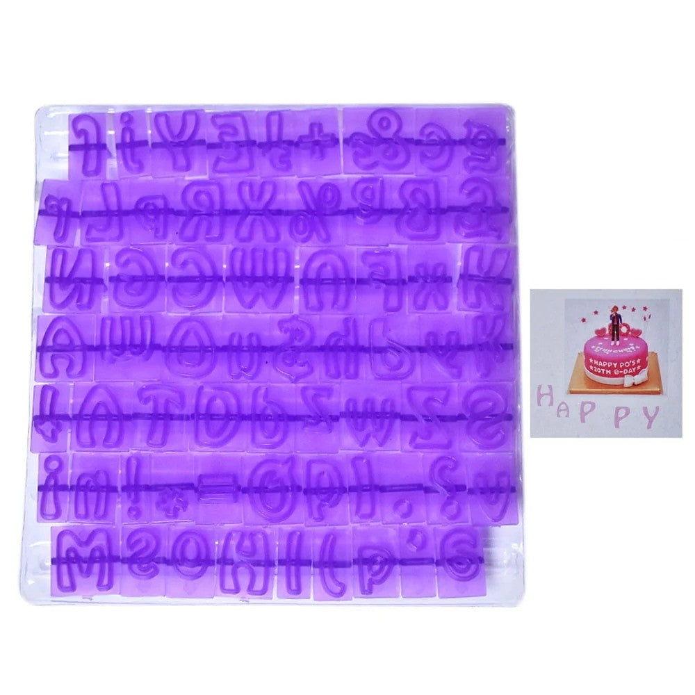 64-Piece Plastic Upper & Lowercase Alphabet with Symbols Cutter Set