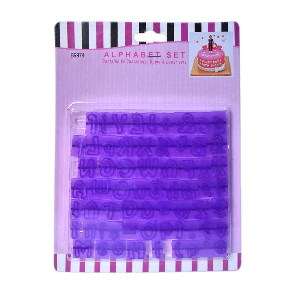 64-Piece Plastic Upper & Lowercase Alphabet with Symbols Cutter Set