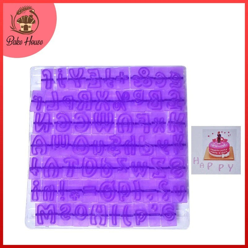 64-Piece Plastic Upper & Lowercase Alphabet with Symbols Cutter Set