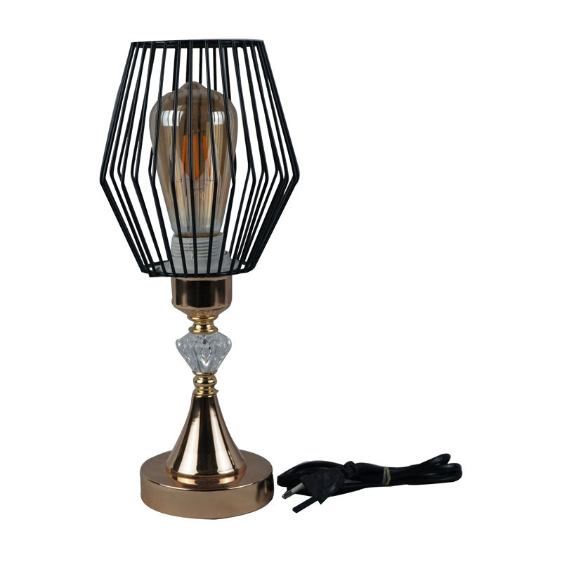 Hollow Diamond Shape Iron Bedside Lighting Table Lamp Decor