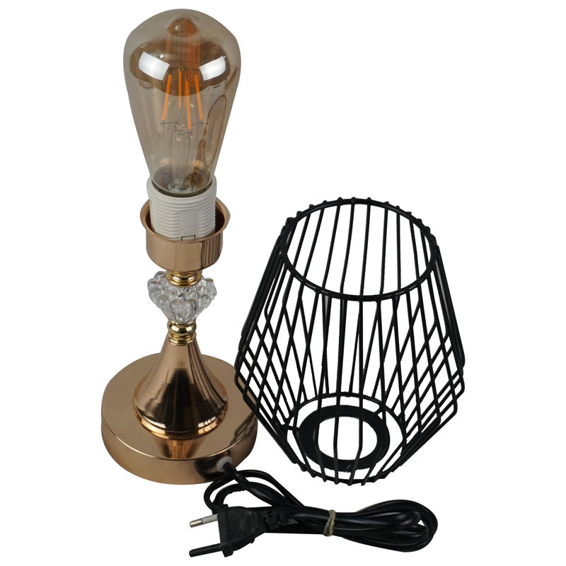 Hollow Diamond Shape Iron Bedside Lighting Table Lamp Decor