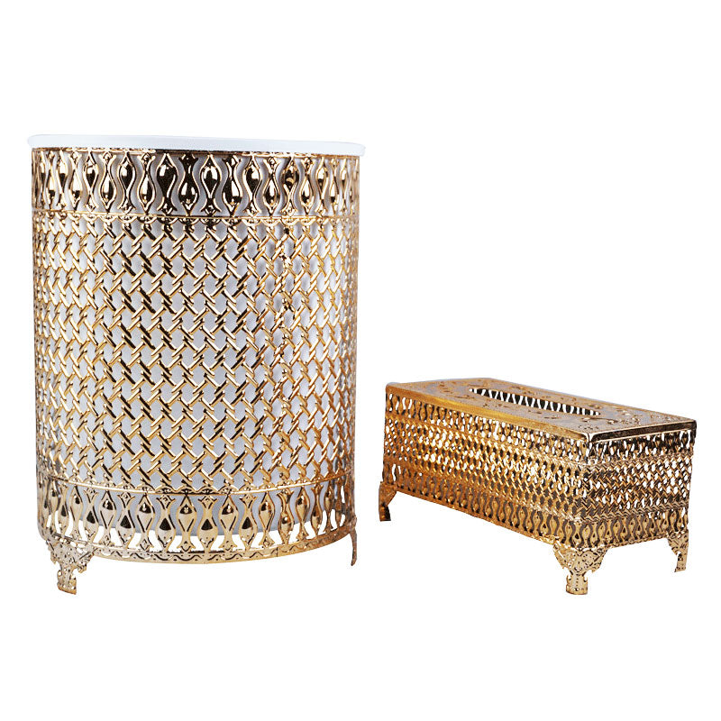 Wire Mesh Design Decor Fancy Dustbin And Tissue Box Holder Set